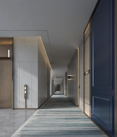 现代酒店玄关过道3D模型下载